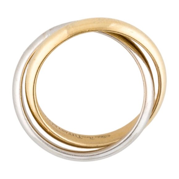 TIFFANY & CO. 18K 750 YELLOW GOLD & WHITE GOLD TWO-TONE MELODY RING - Picture 9 of 10